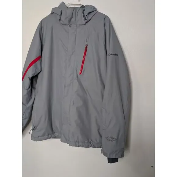 Columbia Jacket Mens Large Gray Omni-Tech Hooded Rain Waterproof - Picture 3 of 12